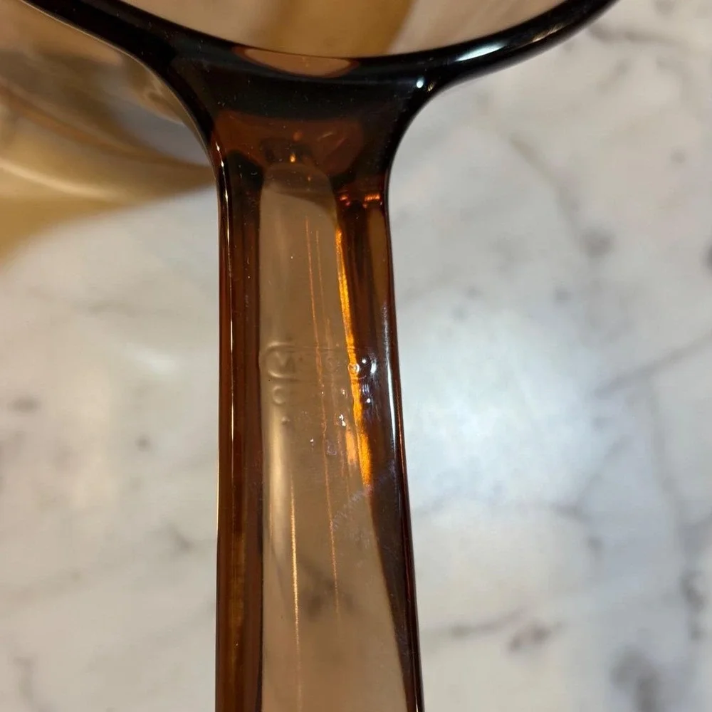 Visions by Corning Amber Glass Saucepan with Pour Spout V-1.0-B Made in USA